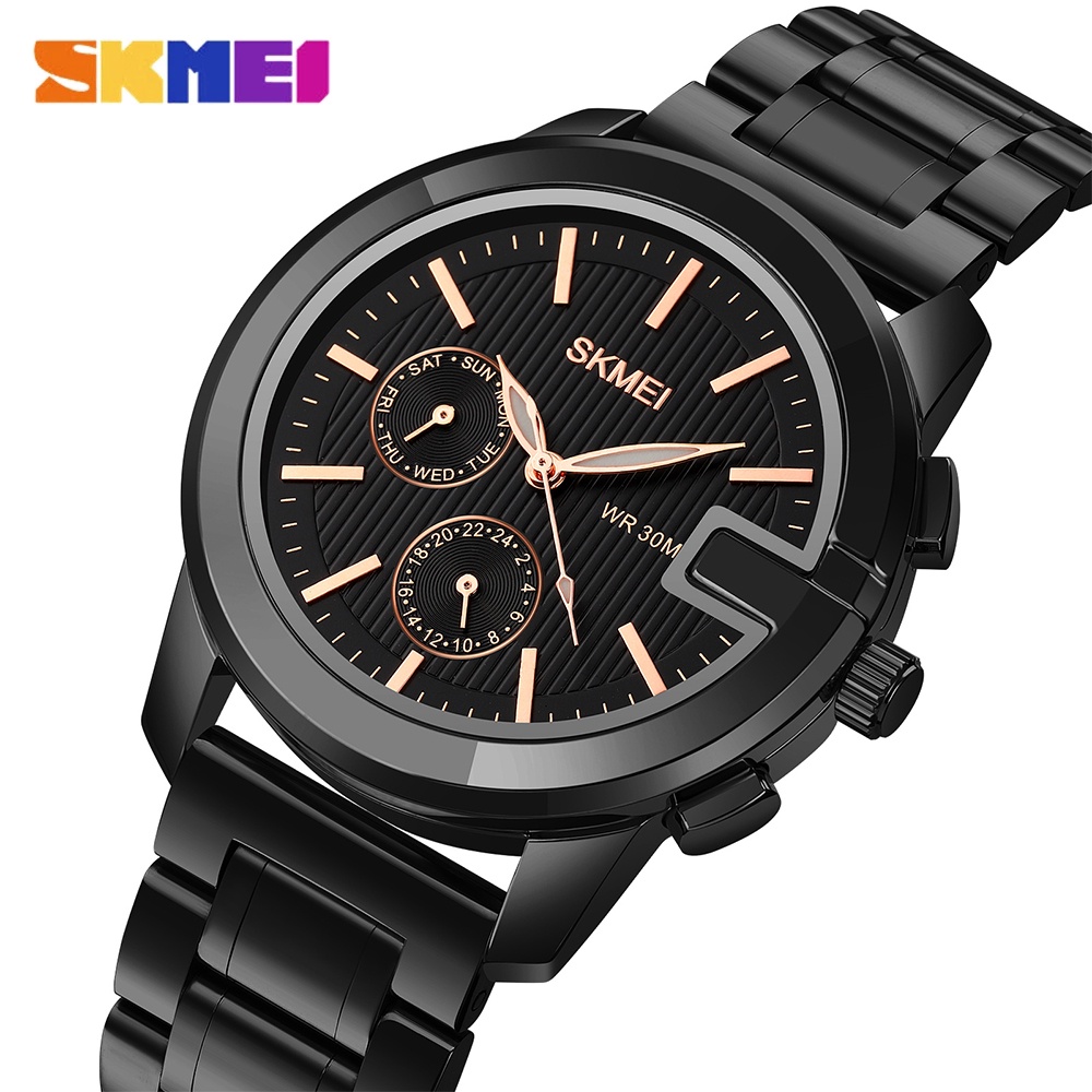 Đồng Hồ Quartz Nam Hiển Thị Ngày, Chất Liệu Thép Không Gỉ, Chống Thấm Nước SKMEI