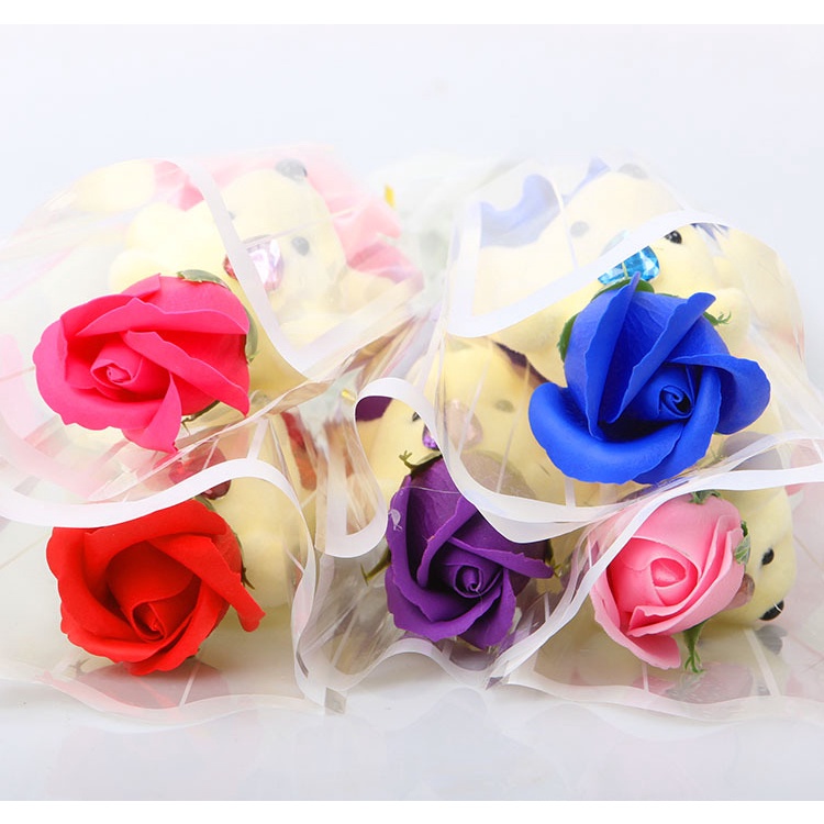 Hoa Hồng Sáp 1 Bông Kèm Gấu Siêu Xinh, Siêu Yêu, Giá Cực Shock