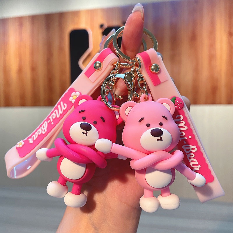 Móc Khóa Hình Quả Mọng / Chú Gấu Bằng Nhựa pvc Dễ Thương