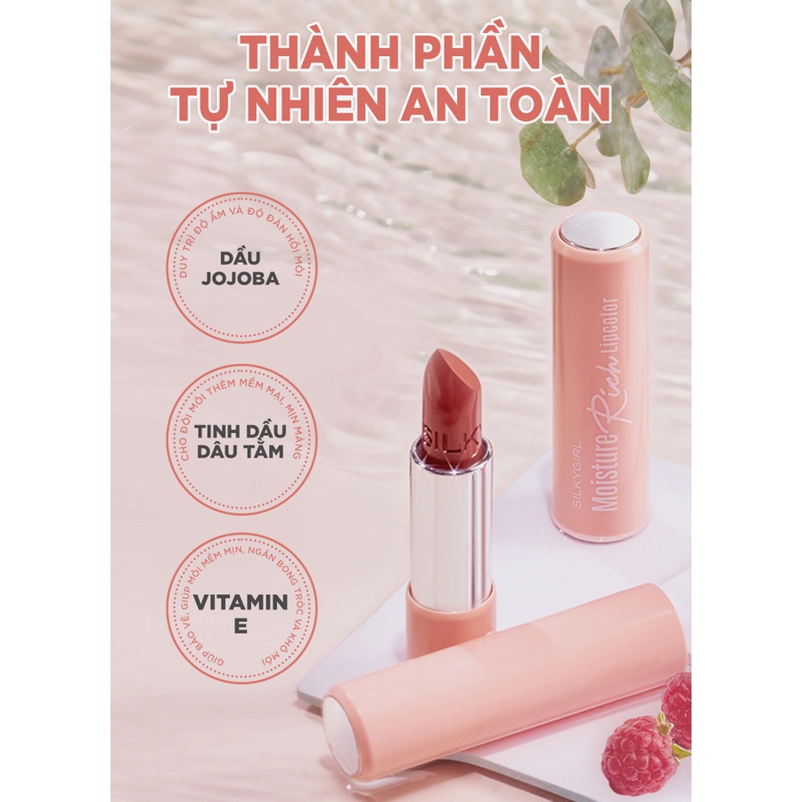 Son Thỏi Màu Có Dưỡng, Dưỡng Ẩm Môi Mềm Mại Silkygirl Moisture Rich Lipcolor 3.2g