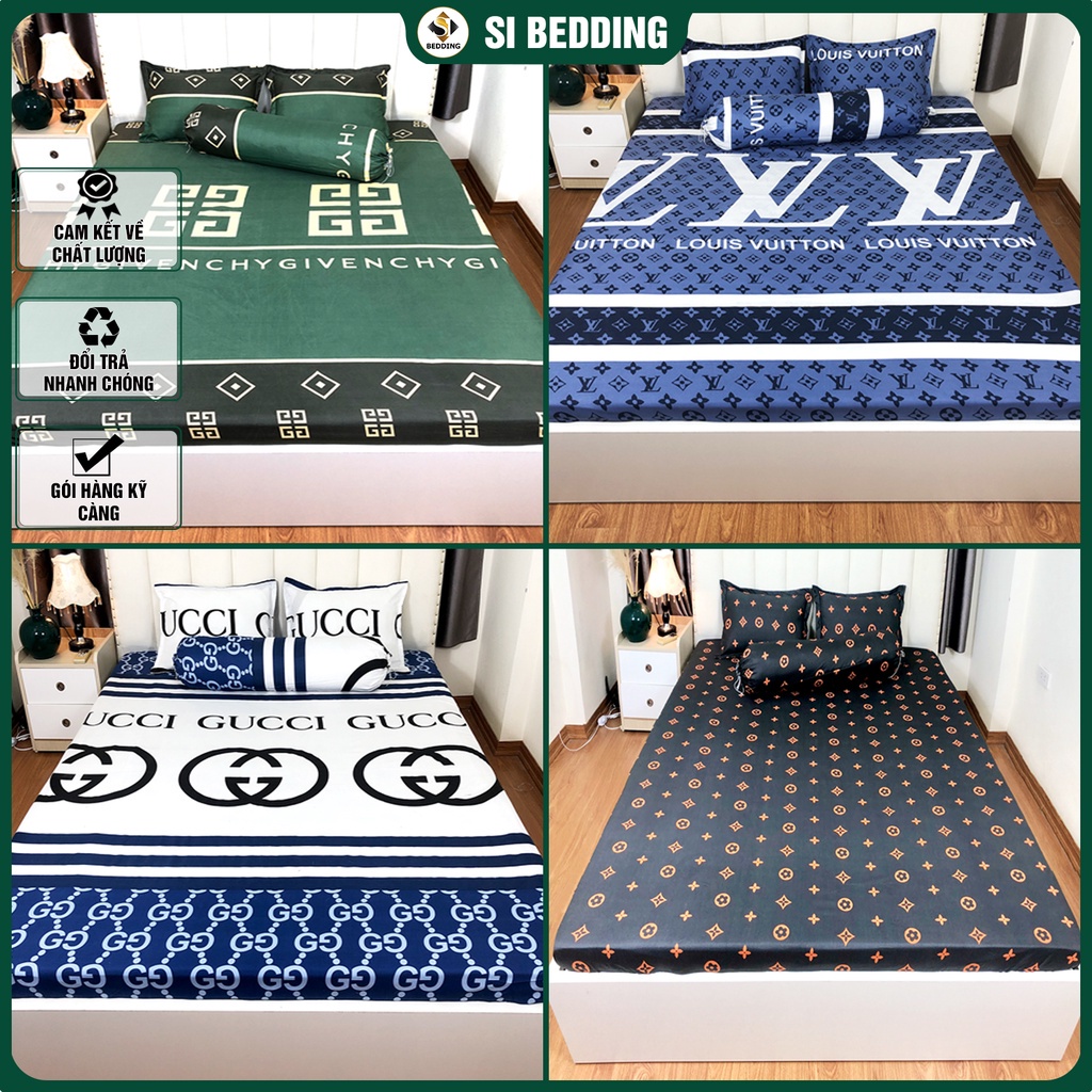 Bộ ga giường gối 1m2 - 1m4 ga trải giường + 2 vỏ gối nằm, drap giường cotton poly Si Bedding