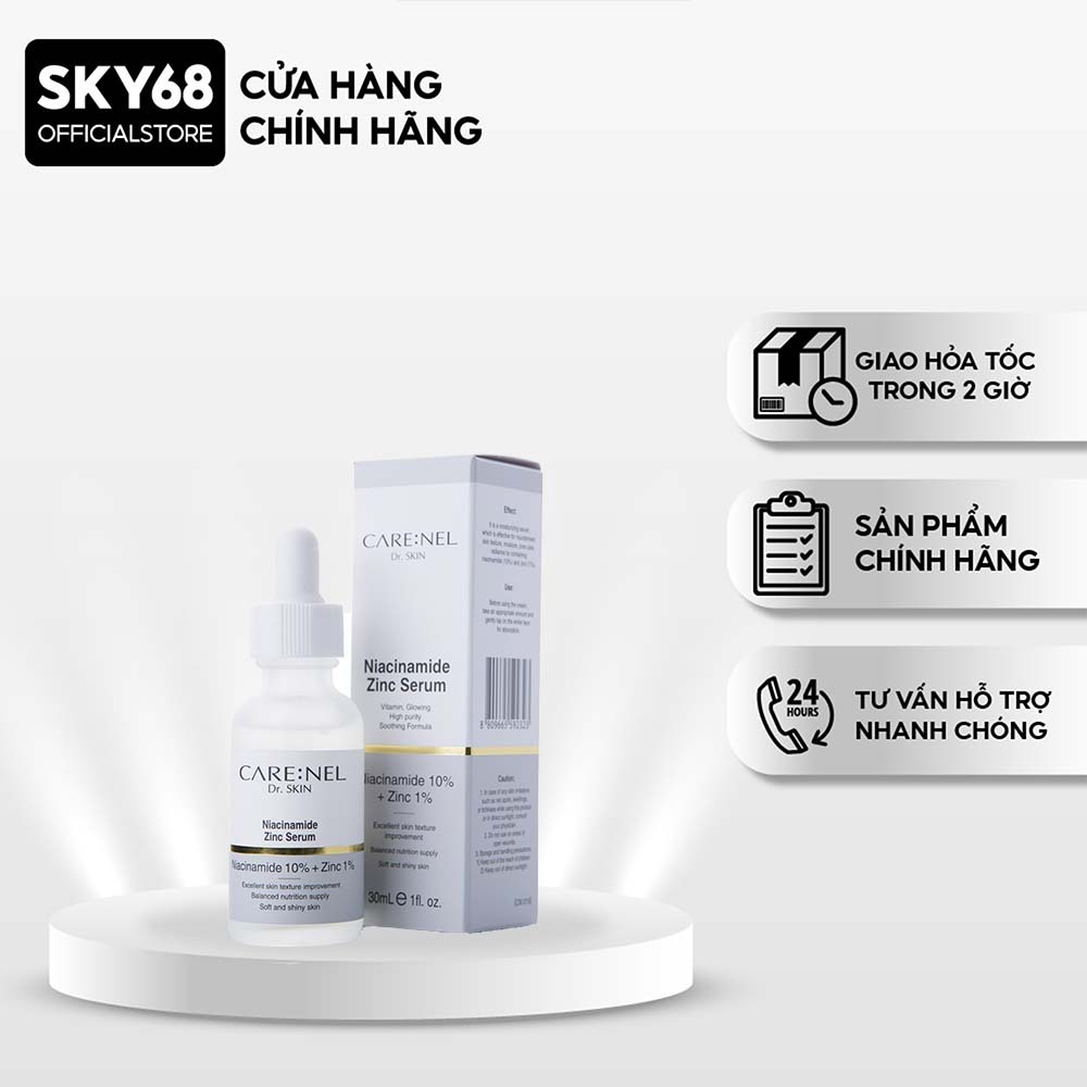 Serum Dưỡng Da Trắng Mịn, Cải Thiện Các Khuyết Điểm Của Da Care:nel Niacinamide 10% + Zinc 1% Serum 30ml