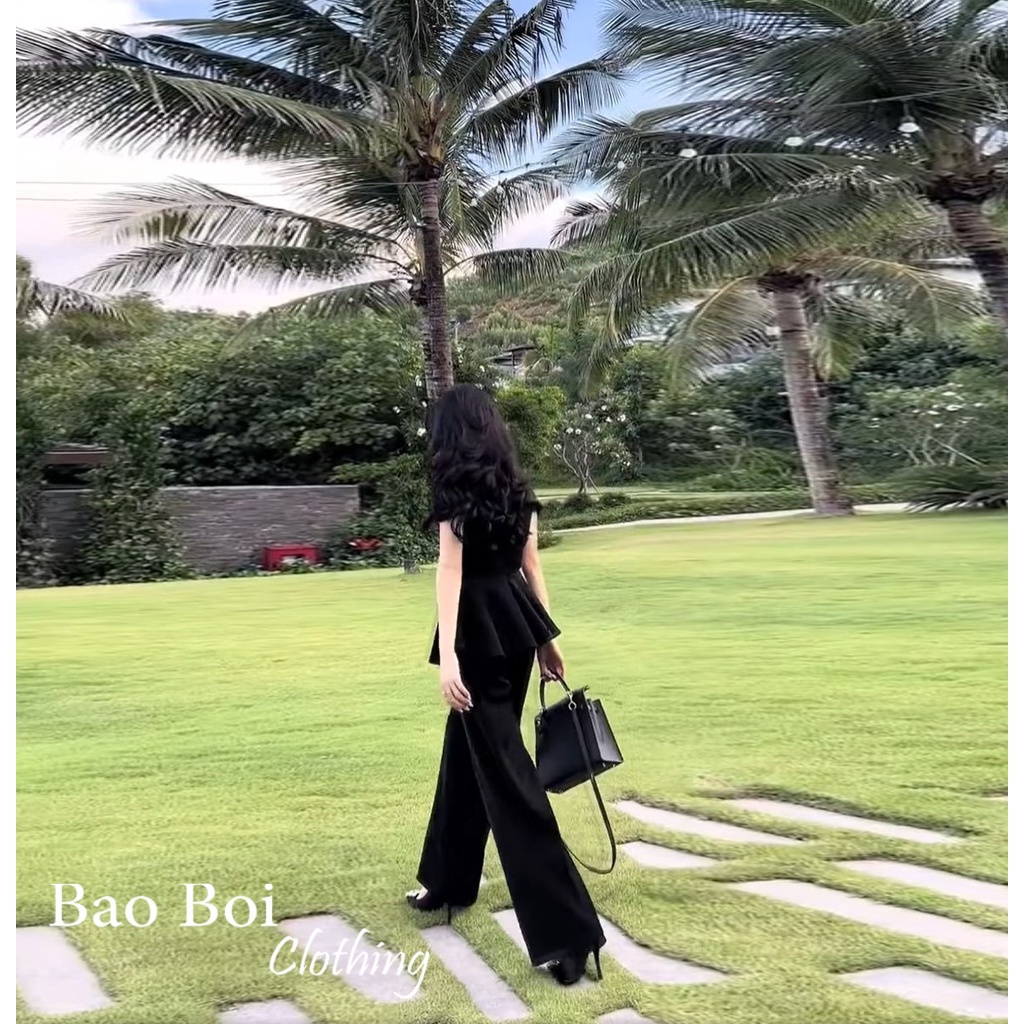 Set peplum cổ vạt tay bồng, set đồ phong đồ phong cách, Bảo Bối clothing