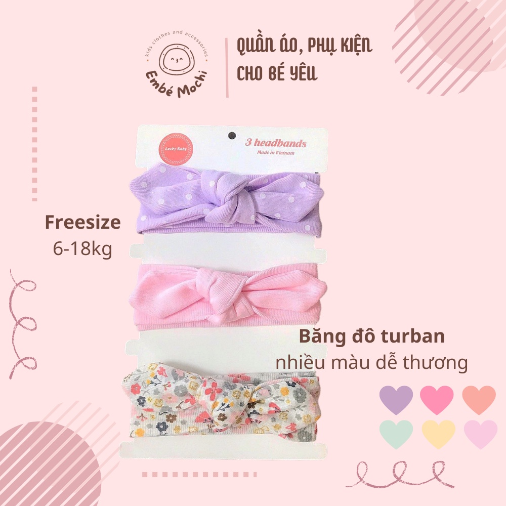 Turban nơ che thóp làm điệu cho bé nhiều màu dễ thương