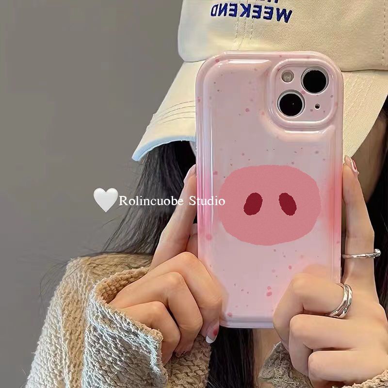 Ốp Điện Thoại Dẻo Họa Tiết Mũi Heo Dễ Thương Chống Sốc Kèm Giá Đỡ Cho Iphone Propromax12 147 / 138plusiPhone14 Apple xs / xr 5QAU