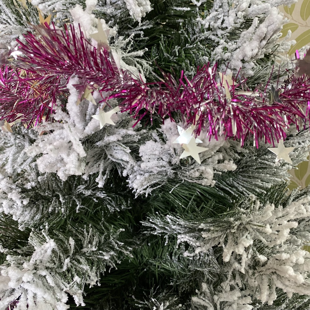Cây thông noel phủ tuyết  2m4, cây thông noel 2m4 trang trí giáng sinh kèm dây led, tặng ngôi sao đỉnh và dây kim tuyến