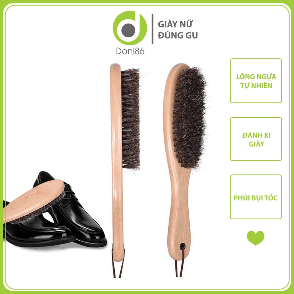 Bàn chải lông ngựa cán dài phủi bụi, đánh bóng xi giày hiệu quả, vệ sinh bụi tóc dùng trong salon - Doni86 - DOPK234