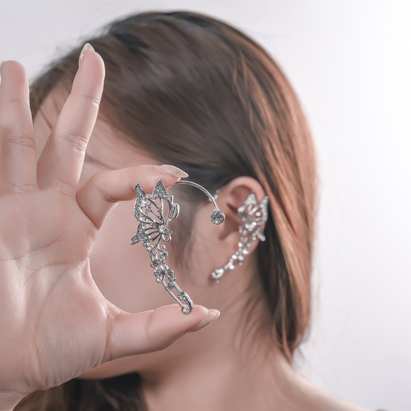 Khuyên Kẹp Vành Tai Không Xỏ Lỗ Hình Bướm Đính Đá Zircon Lấp Lánh