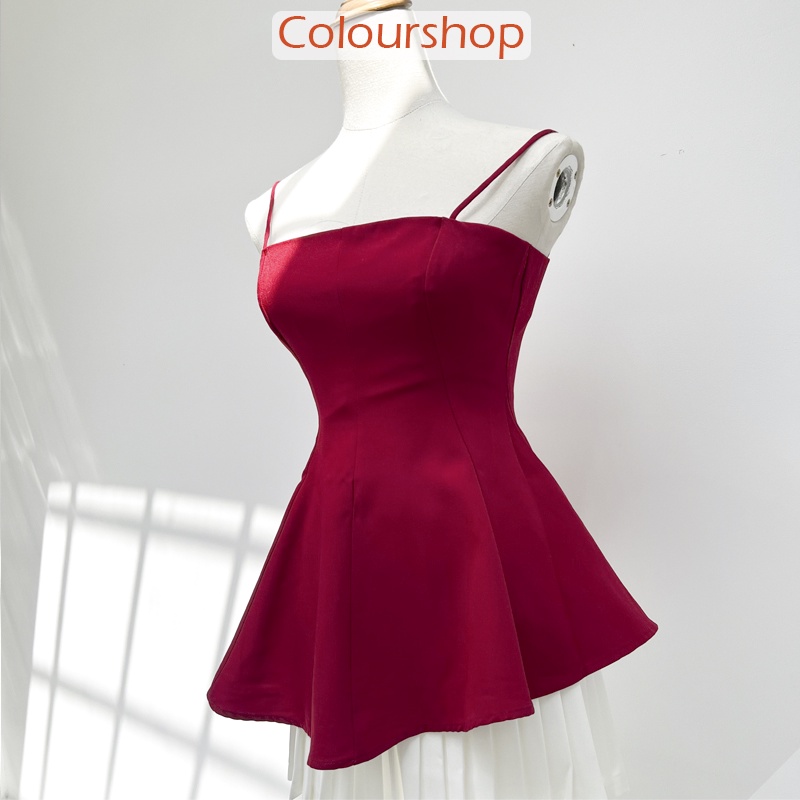 Áo 2 dây đuôi xòe kiểu peplum dễ thương thanh lịch