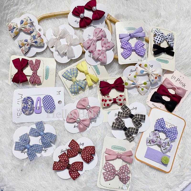 Set 2 Kẹp Tóc Nơ Cho Bé Gái Style Hàn Quốc Cao Cấp Dễ Thương - Hellobabi (BB24)
