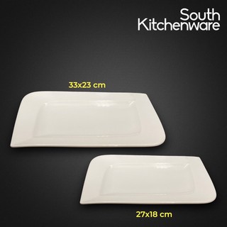 Dĩa chữ nhật 27x18cm, 33x23cm anh vũ lys trắng ngà sứ tráng men cao cấp minh long