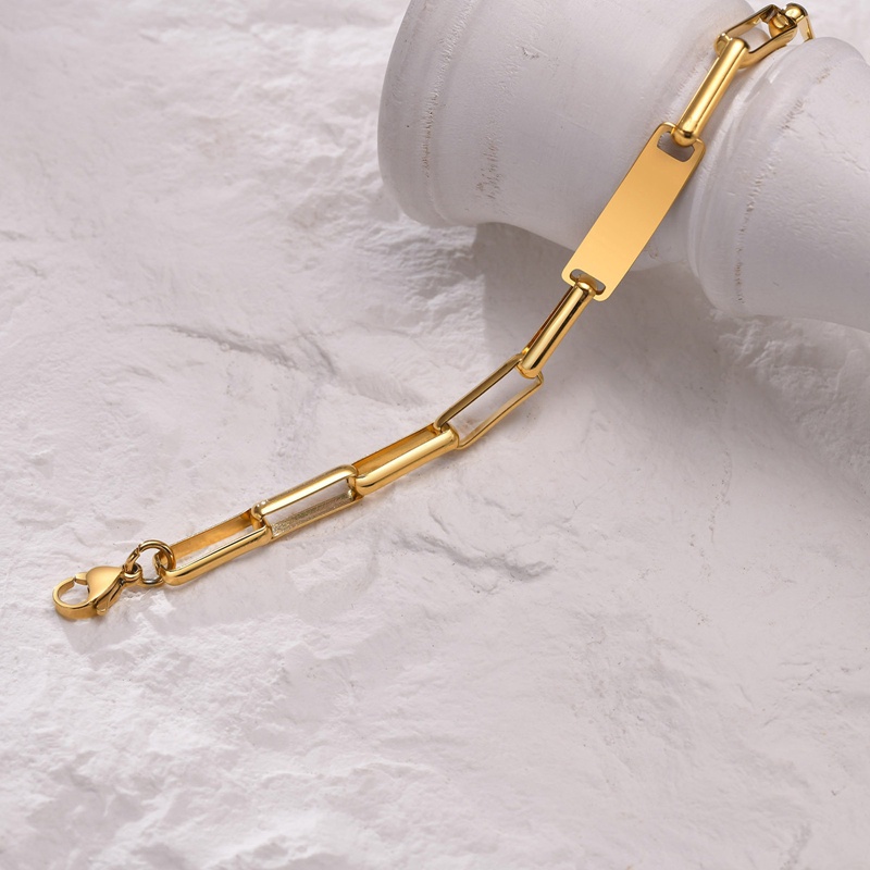 Fancyqube 1 Vòng Tay Dây Xích Bằng Thép Titan Màu Vàng / Bạc Thời Trang Cho Nam Và Nữ