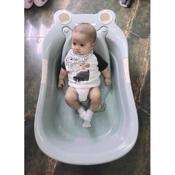 ⚡Chậu tắm  gội đầu cho bé hình chú ếch ngộ nghĩnh,có mãng đỡ và van tháo- nhựa Việt Nhật cao cấp