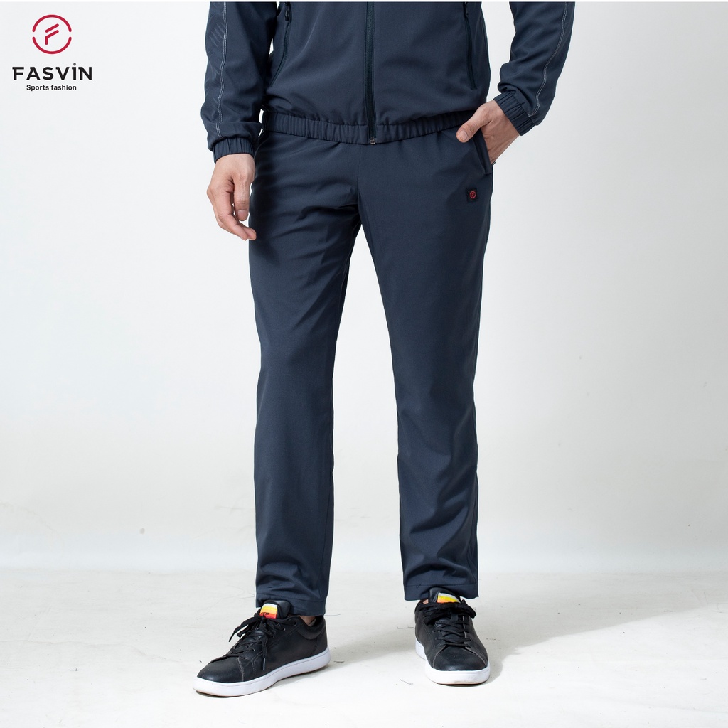 Quần gió nam 02 lớp FASVIN QBC22541.SG ống suông lót lưới hàng cao cấp