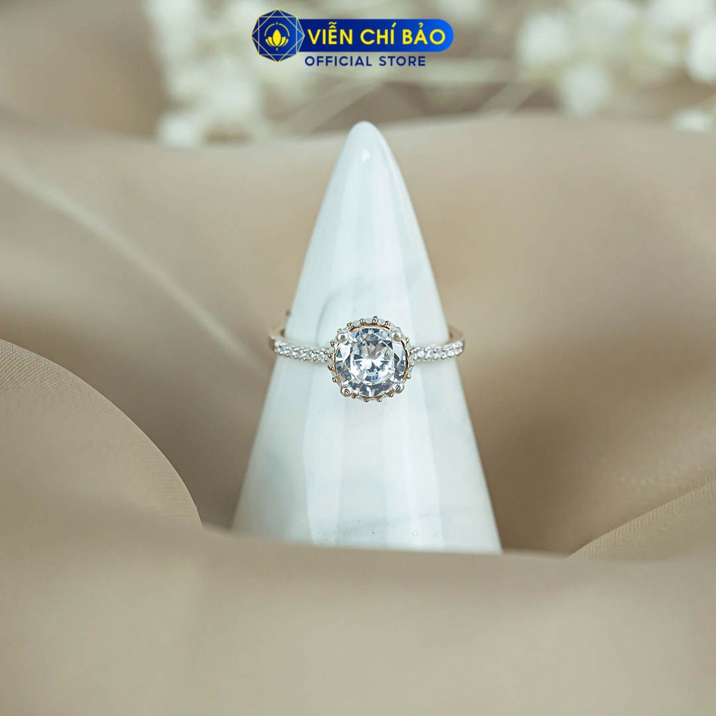 Nhẫn bạc nữ đính đá dải tròn chất liệu bạc 925 thời trang phụ kiện trang sức Viễn Chí Bảo N400871