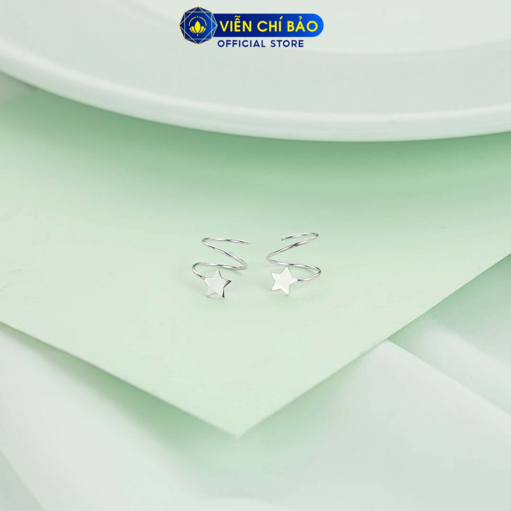 Khuyên tai bạc nữ xoắn ngôi sao chất liệu bạc 925 thời trang phụ kiện trang sức Viễn Chí Bảo B400483x