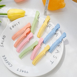 Kẹp tóc mái kim loại hynbee hình chiếc lược màu pastel