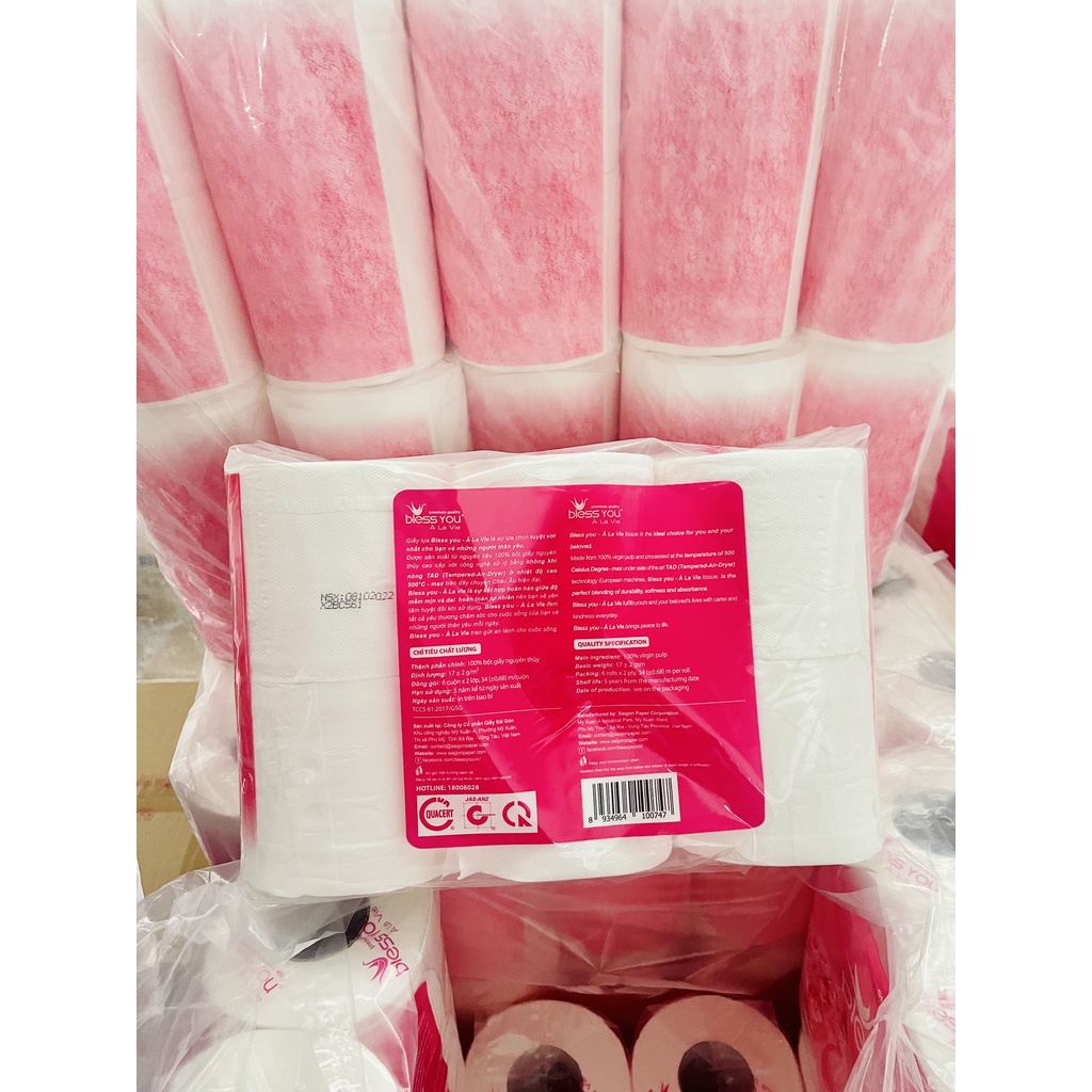 Lốc 6 cuộn  giấy vệ sinh Bless You À La Vie 2 lớp