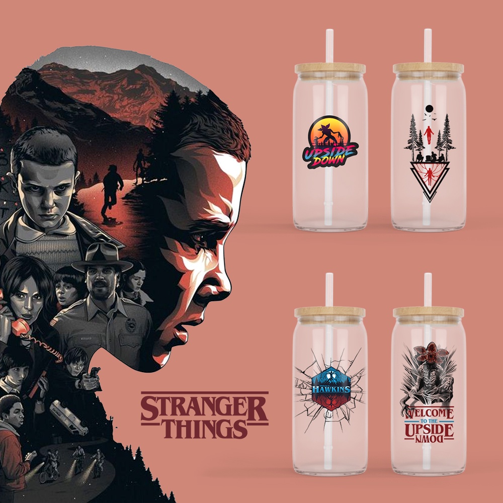 Bình Thủy Tinh Trắng Mờ Hình STRANGER THINGS - Tỉ Mỉ Studio