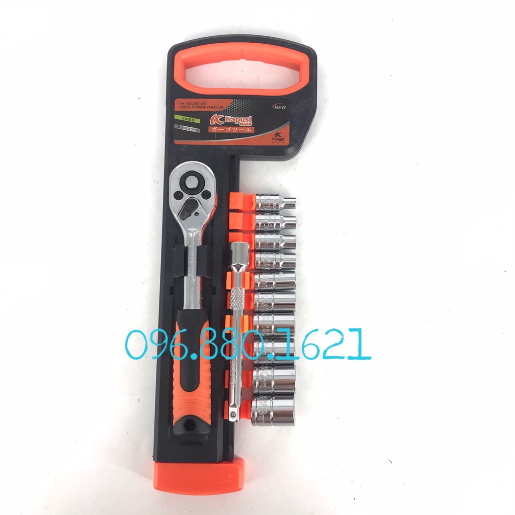 Bộ cần mở ốc 1/2 ,1/4 KAPUSI NHẬT CAO CẤP 12PC