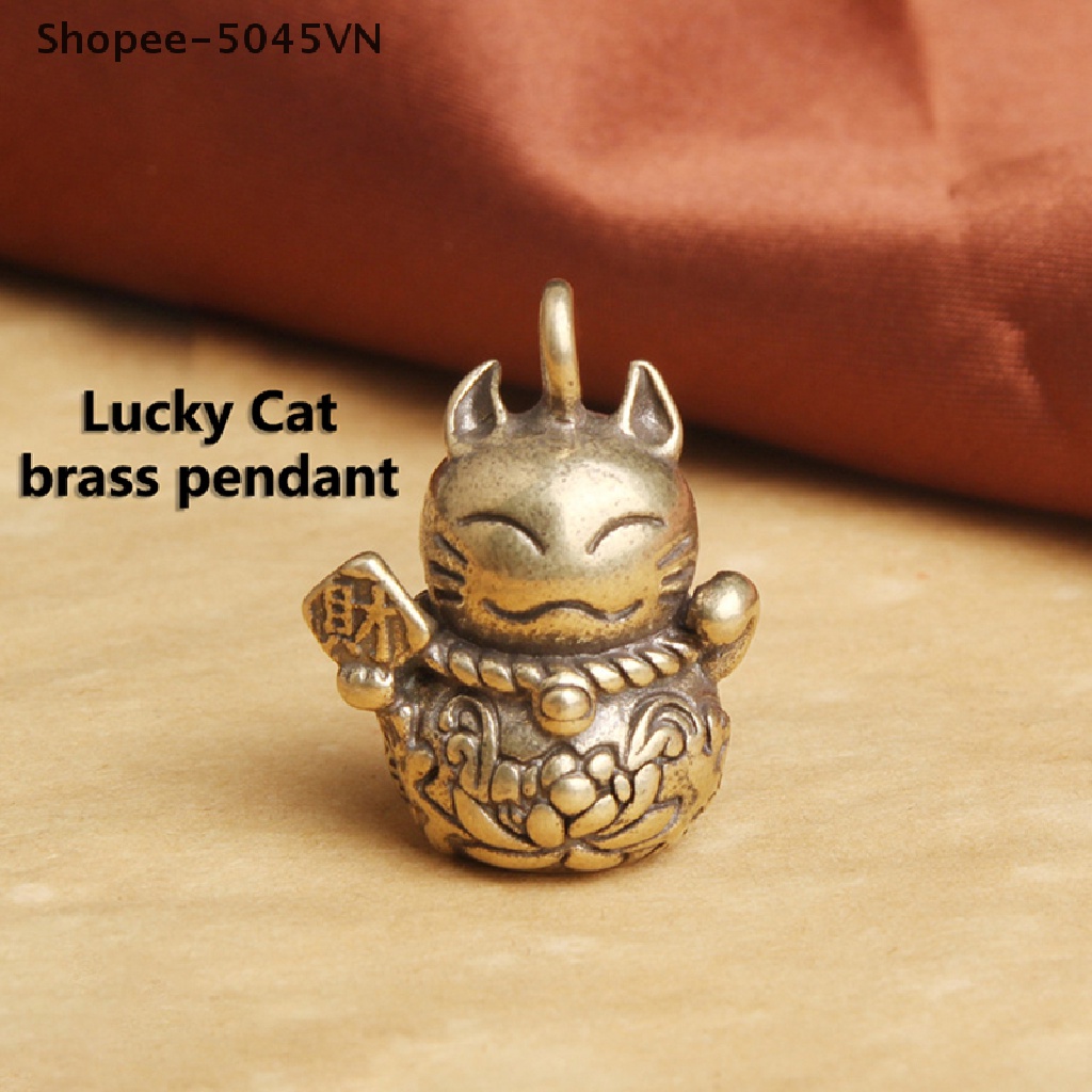 Móc Khóa Xe Hơi Hình Mèo May Mắn Bằng Đồng Thau