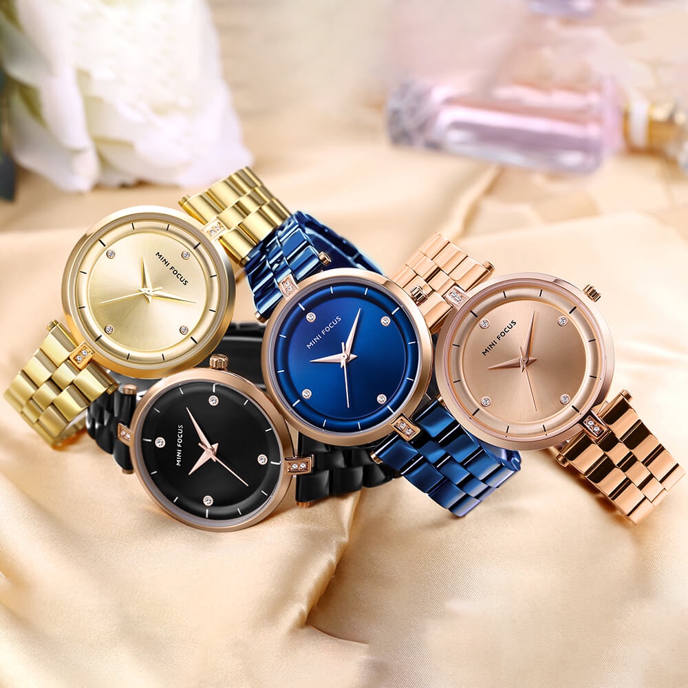 Đồng Hồ Nữ MINI FOCUS MF04-3 Chính Hãng Full Box Chống Nước 30m Kính Mineral Dây Thép Thời Trang Giá Rẻ