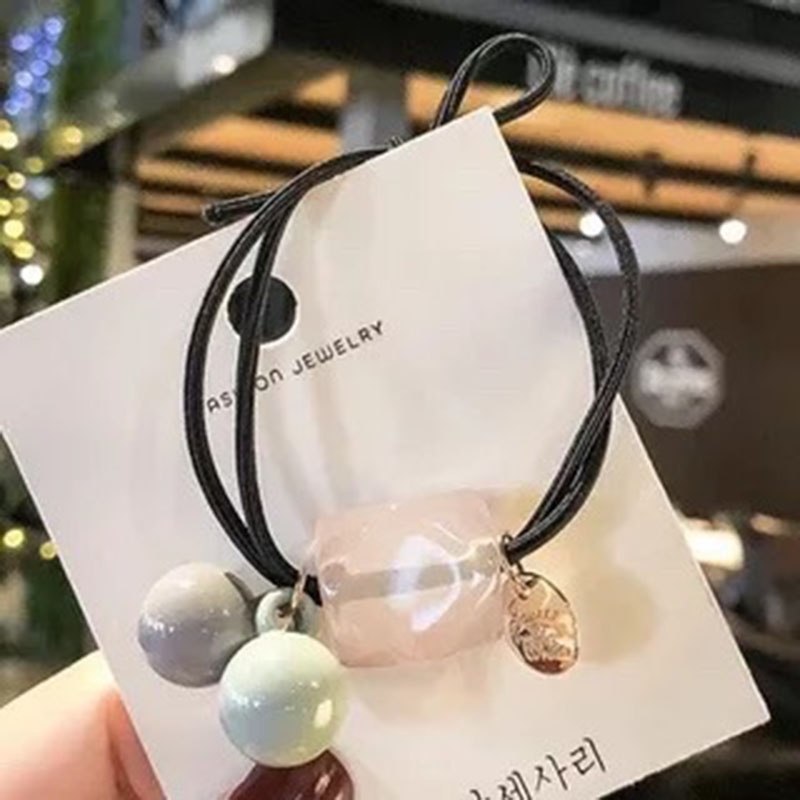 Dây Cột Tóc Thắt Nơ Họa Tiết Hình Học Màu Kẹo Đơn Giản Thời Trang Hàn Quốc