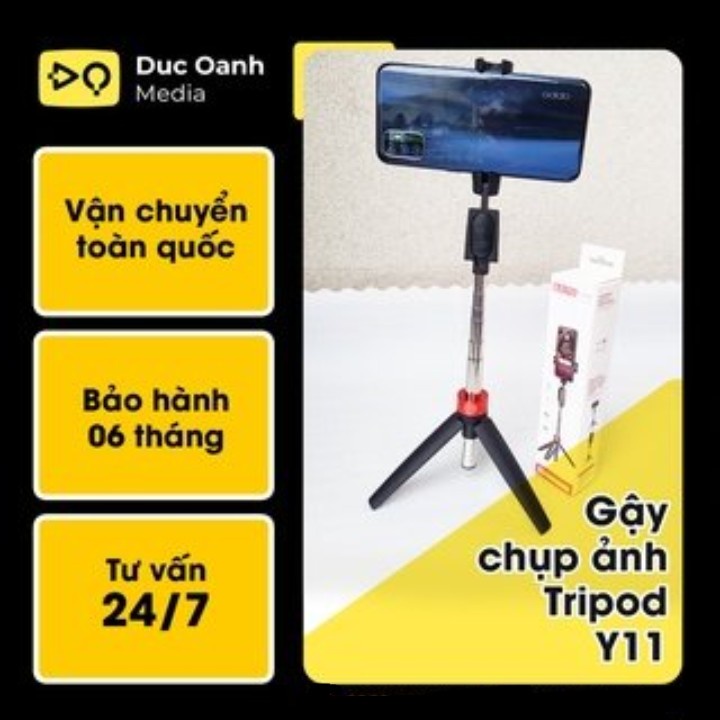 Gậy chụp ảnh giá đỡ điện thoại 3 chân tripod Y11 trippod mini xoay 360 có remote quay hình video livestream
