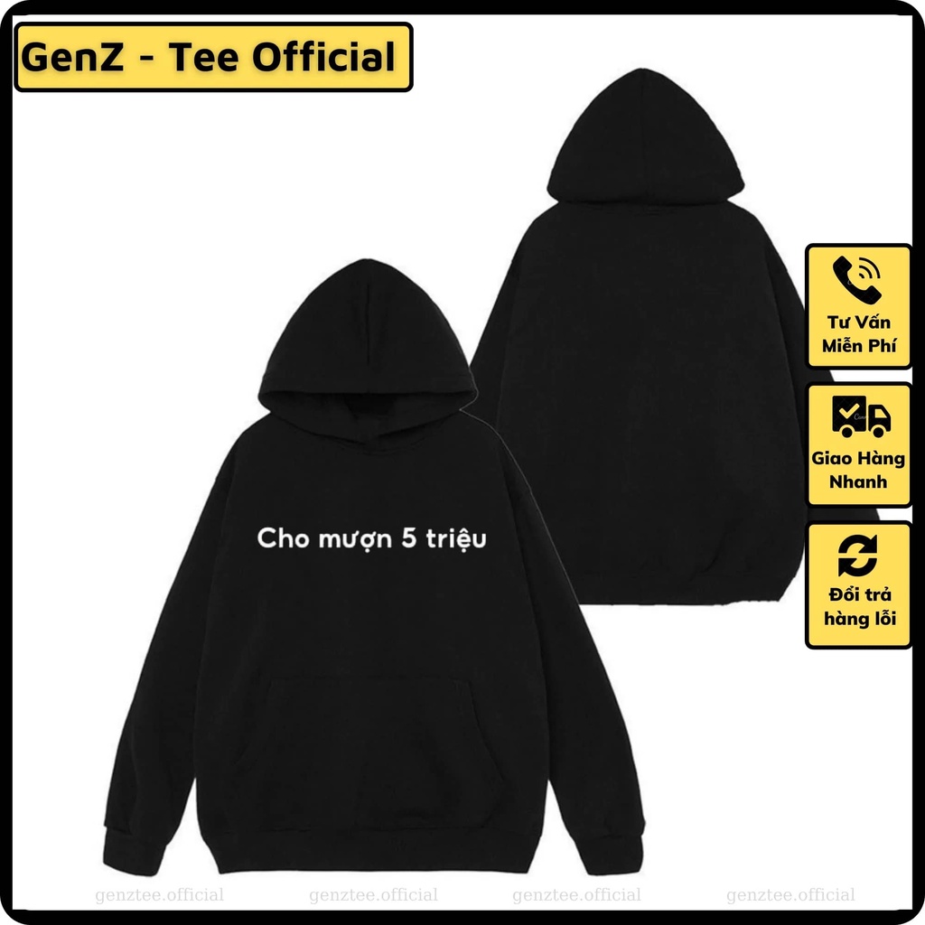 Áo Hoodie Nỉ CHO MƯỢN 5 TRIỆU , Áo Nỉ Dày Dặn Phong Cách Trẻ Trung Nam Nữ Đủ Size