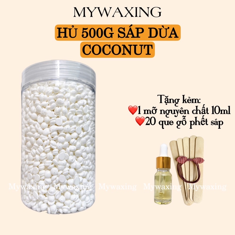 Hộp 500g sáp dừa sáp wax lông cao cấp Tặng mỡ nguyên chất 10ml