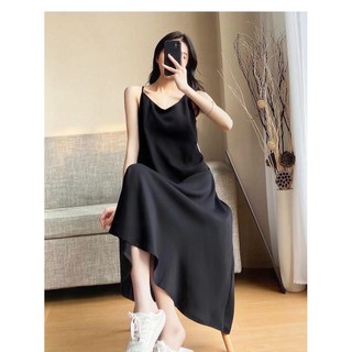 Đầm 2 Dây Buộc Eo Dáng Dài Chất Lụa Mềm Mại - Đầm Maxi Tôn Dáng, Che Khuyết Điểm Thoáng Mát