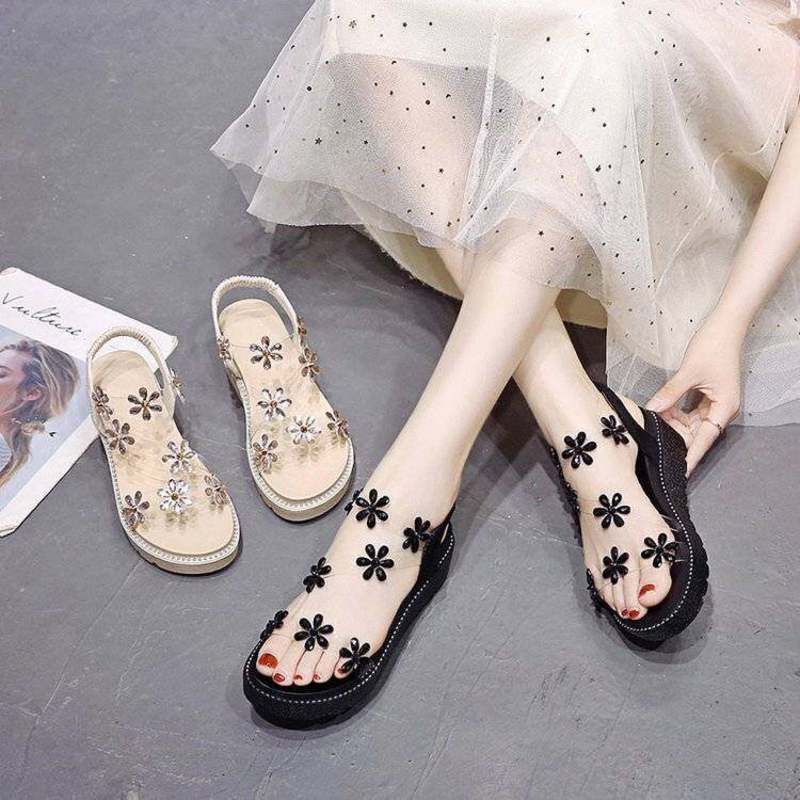 Giảm Giá Dép Sandal Đế Xuồng Thời Trang Hàn Quốc Cho Nữ Kasut Peremuan Peremuan Perlipar perempuan cantik mura