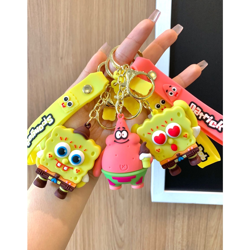 6cm Cute Spongebob Squarepants Keychain Cartoon Children Couple Birthday Gift Pendant