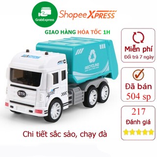Đồ chơi mô hình xe đựng rác vệ sinh chạy bánh đà bằng nhựa an toàn với môi trường
