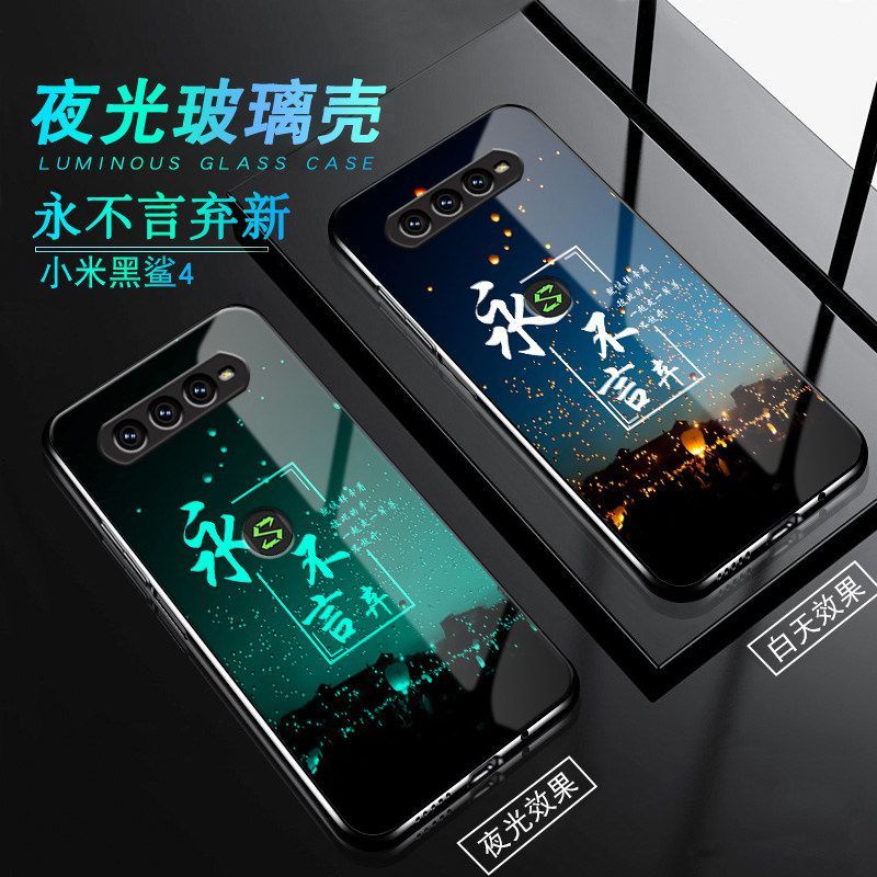 Ốp Điện Thoại Mặt Kính Viền Mềm Màu Dạ Quang Cho xiaomi Black Shark 4 4pro