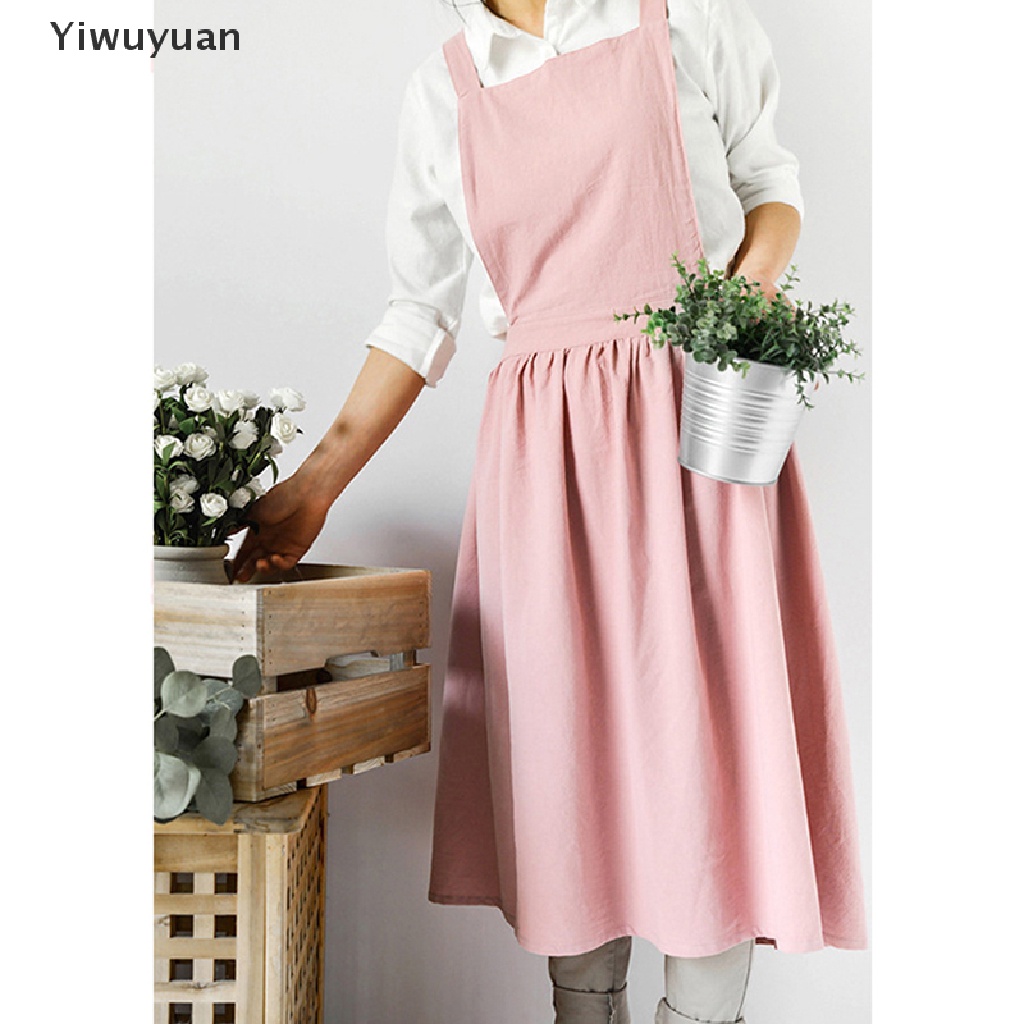 < Yiwuyuan > Tạp Dề Cotton Lanh In Hoa Đơn Giản Phong Cách Bắc Âu Cho Quán Cà Phê / Nhà Hàng Bán Chạy