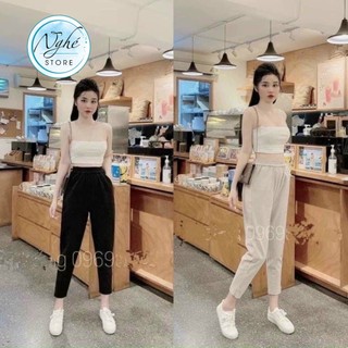 Quần baggy dạ chất dày dẹp gấu 2 cúc n025