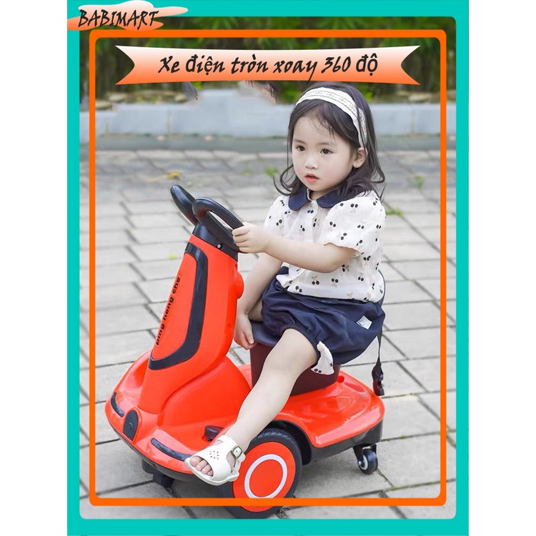 Xe máy điện cho bé, Xe ô tô điện trẻ em cân bằng xoay 360 độ có nhạc đèn