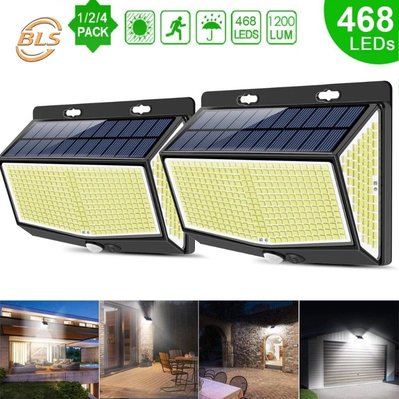 1 Đèn Led 468 Bóng 3 Chế Độ Cảm Biến Cơ Thể Chống Thấm Nước Gắn Tường Sử Dụng Năng Lượng Mặt Trời