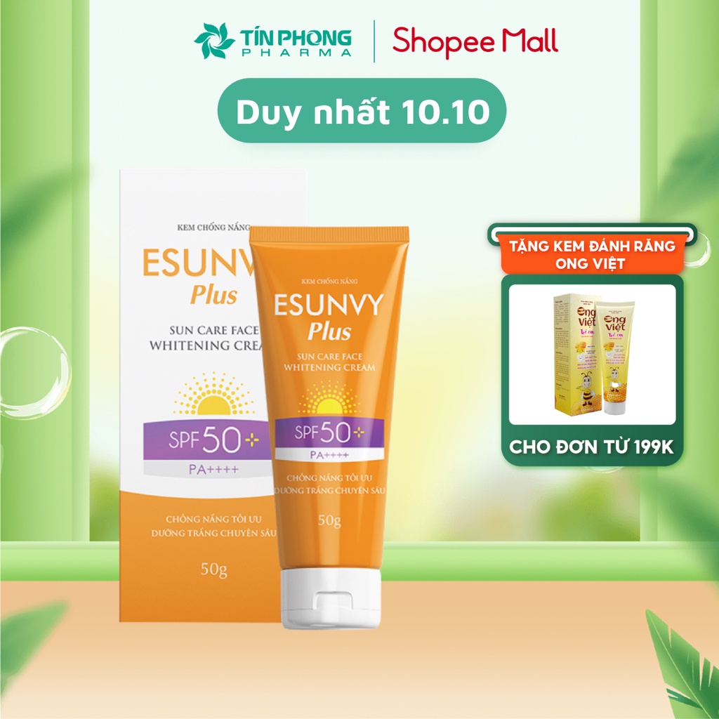 Kem Chống Nắng Esunvy Plus Sun Care Face SPF50+/PA++++ Phù Hợp Cho Da Nhạy Cảm, Bảo Vệ Da Hoàn Hảo Tuýp 50g TMP014