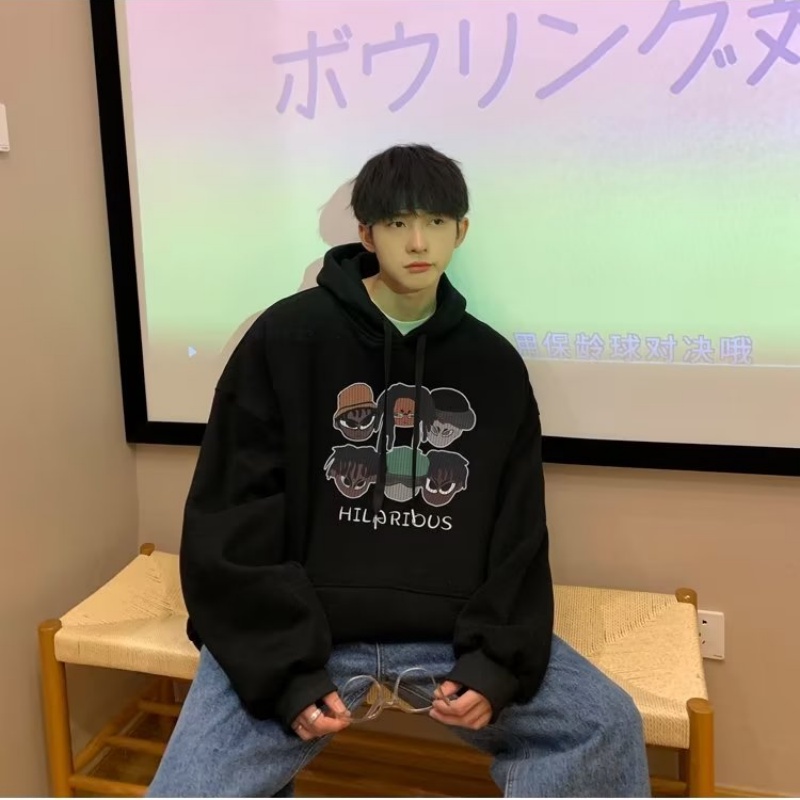 Áo hoodie Dáng Rộng In Chữ Phong Cách hip hop Nhật Bản Thời Trang Cho Nam Và Nữ