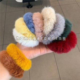 Dây Cột Tóc Co Giãn Đính Lông Thỏ Giả Cho Nữ