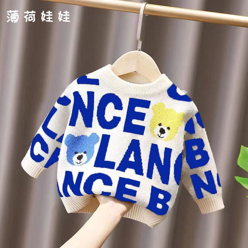 Áo Sweater Lông Chồn Dày Dặn Cổ Tròn Phong Cách Thời Trang Mới 2022 Cho Bé Trai