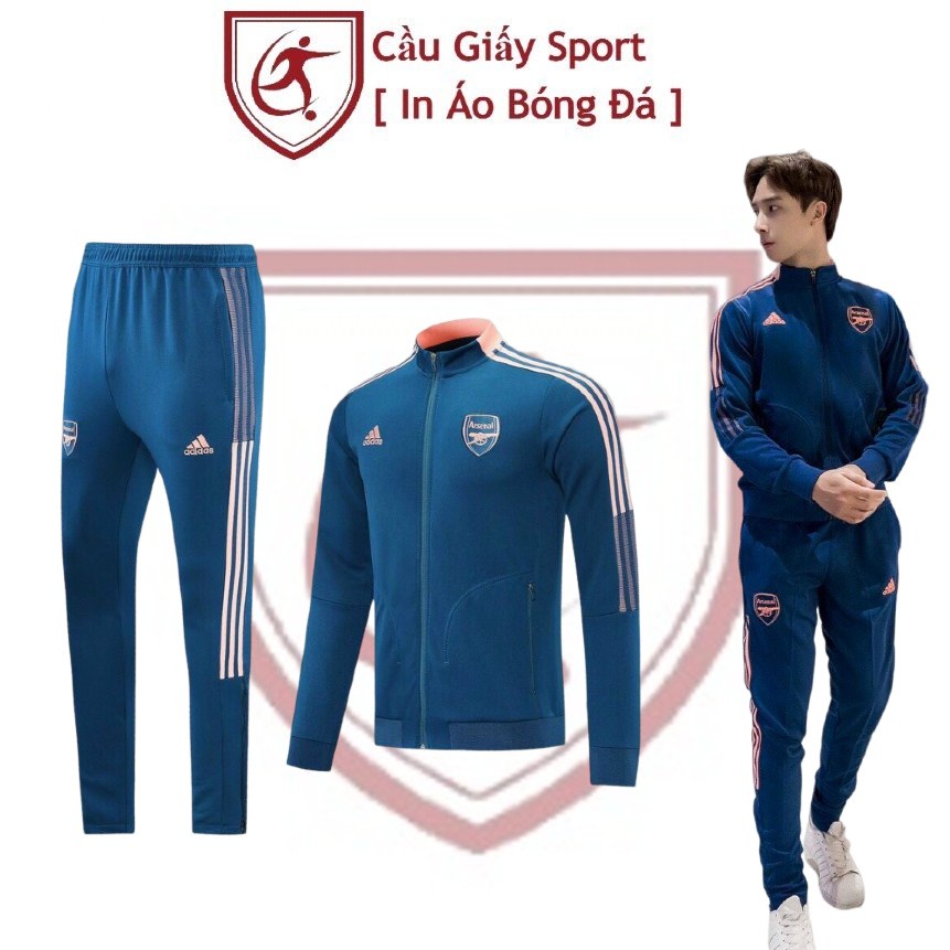 Bộ Quần Áo Khoác Nỉ Thể Thao Bóng Đá Nam CLB Arsenal Màu Xanh Lam