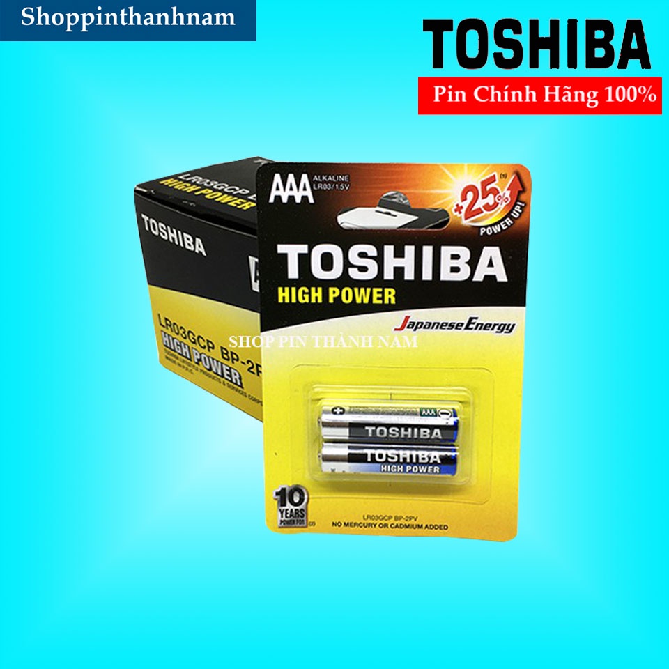 Pin AAA Toshiba alkaline Vỉ 2 Viên Chính Hãng Dung Lượng Cao