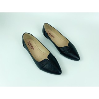 Giày Búp Bê Da Thật Mũi Nhọn Cổ Tim M104 - Giày trơn Đế bệt 1p