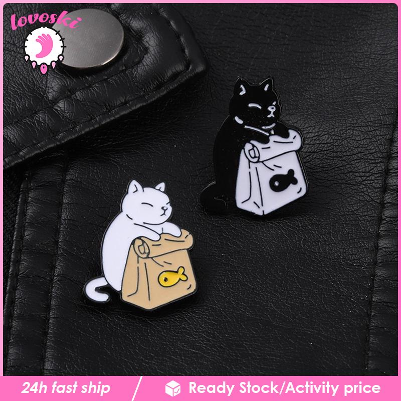 Set 2 Ghim Cài Áo Hình Mèo Tráng Men Dễ Thương