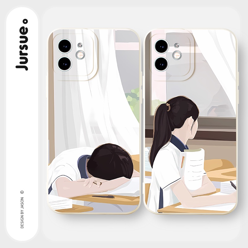 Ốp lưng JURSUE mềm dẻo hình cặp đôi độc lạ nam nữ Cho iPhone 14 13 12 11 Pro Max SE 2020 X XR XS 8 7 ip 6S 6 Plus Y2493