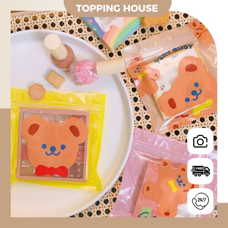 Túi Zip Mini Bag Nhựa Đựng Quà, Đồ Nhỏ, Bánh Kẹo Hình Gấu Hoạt Hình - Topping House - DC10