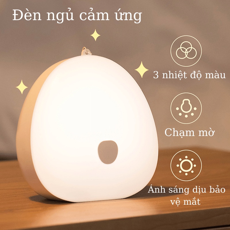 Đèn ngủ để bàn sạc pin LY-Y2, đèn ngủ LED cảm ứng chạm đổi màu ánh sáng trắng vàng ấm phòng ngủ cho bé và người lớn